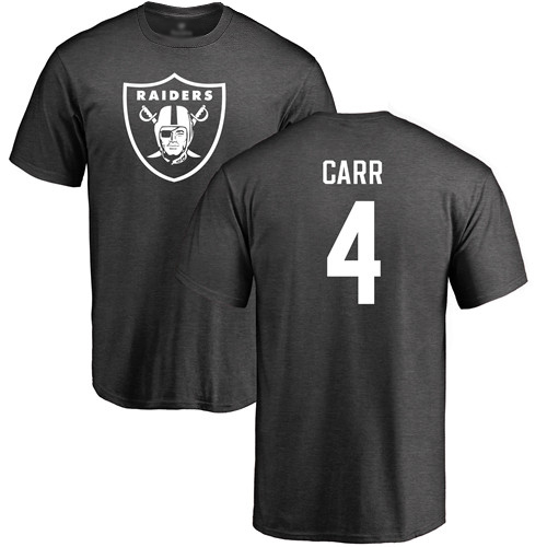 Men Oakland Raiders Ash Derek Carr One Color NFL Football #4 T Shirt->nfl t-shirts->Sports Accessory